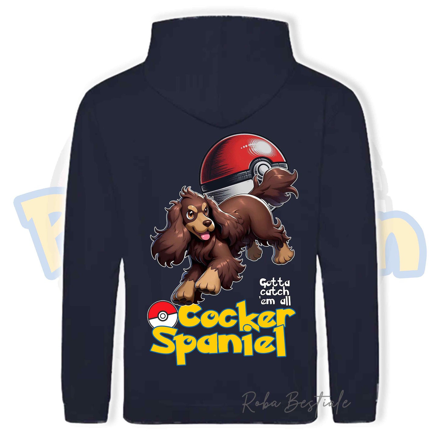 Felpa POKEMON Inspired - COCKER SPANIEL INGLESE Fegato Focato - Con Cappuccio e Tasconi, Unisex, in tanti colori - dalla XS alla 5XL