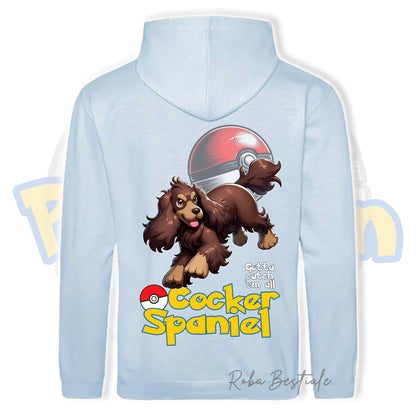 Felpa POKEMON Inspired - COCKER SPANIEL INGLESE Fegato Focato - Con Cappuccio e Tasconi, Unisex, in tanti colori - dalla XS alla 5XL