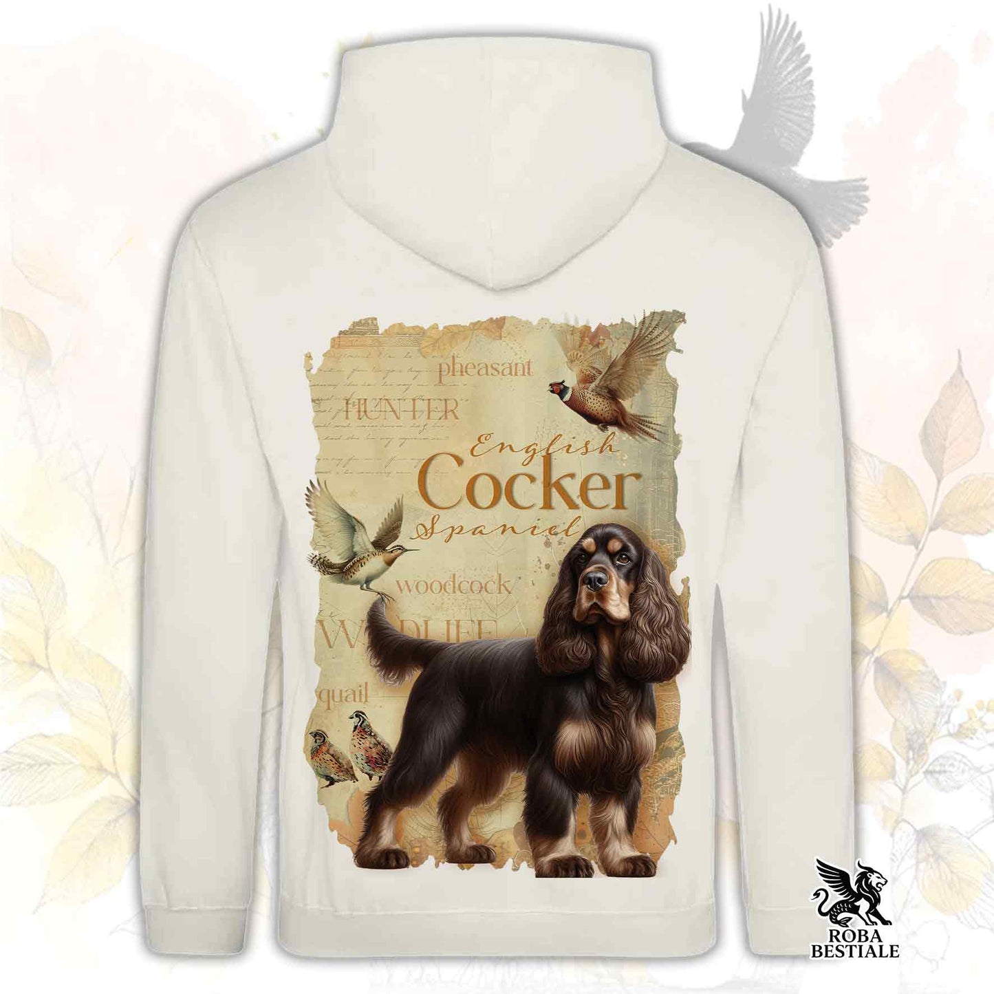 Felpa FIELD LEGACY - COCKER SPANIEL INGLESE Fegato Focato - Con Cappuccio e Tasconi, Unisex - dalla XS alla 3XL