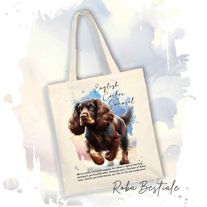 Shopper BEHAVIOR - COCKER SPANIEL INGLESE Fegato Focato - Diversi colori disponibili, 100% Cotone