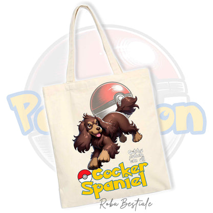 Shopper POKEMON Inspired - COCKER SPANIEL INGLESE Fegato Focato - 100% Cotone - Diversi colori disponibili