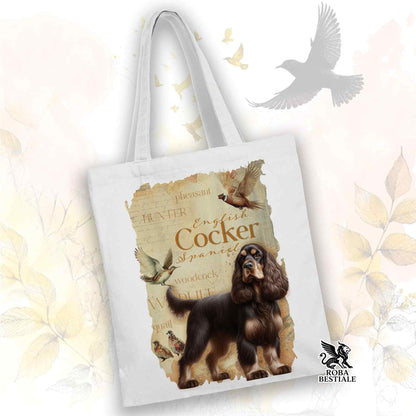 Tote Bag FIELD LEGACY - COCKER SPANIEL INGLESE Fegato Focato - 100% Cotone - Bianca o Beige