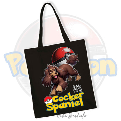 Shopper POKEMON Inspired - COCKER SPANIEL INGLESE Fegato Focato - 100% Cotone - Diversi colori disponibili
