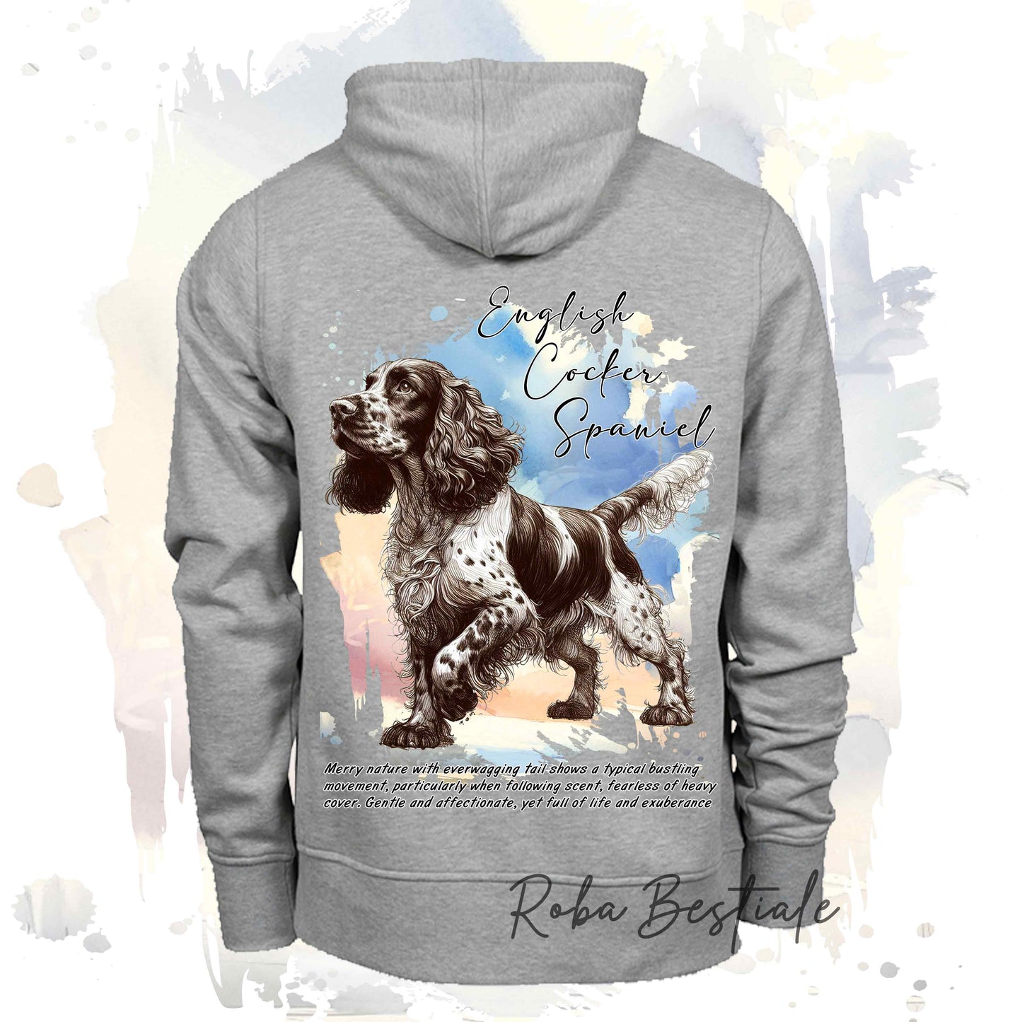 Felpa BEHAVIOR - COCKER SPANIEL INGLESE Fegato Roano - Standard FCI - Unisex - Grigia - dalla XS alla 3XL