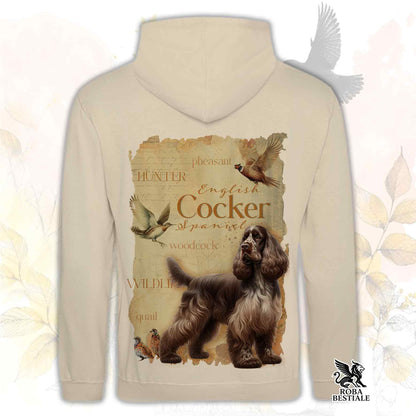 Felpa FIELD LEGACY - COCKER SPANIEL INGLESE Fegato Roano - Con Cappuccio e Tasconi, Unisex - dalla XS alla 3XL