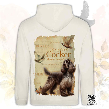 Felpa FIELD LEGACY - COCKER SPANIEL INGLESE Fegato Roano - Con Cappuccio e Tasconi, Unisex - dalla XS alla 3XL