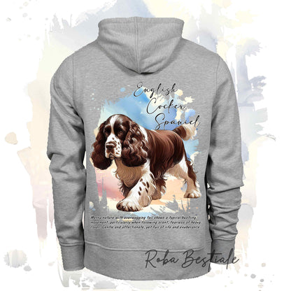 Felpa BEHAVIOR - COCKER SPANIEL INGLESE Fegato e Bianco - Standard FCI - Unisex - Grigia - dalla XS alla 3XL