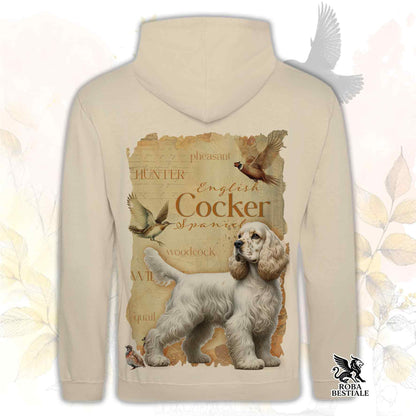 Felpa FIELD LEGACY - COCKER SPANIEL INGLESE Limone Roano - Con Cappuccio e Tasconi, Unisex - dalla XS alla 3XL