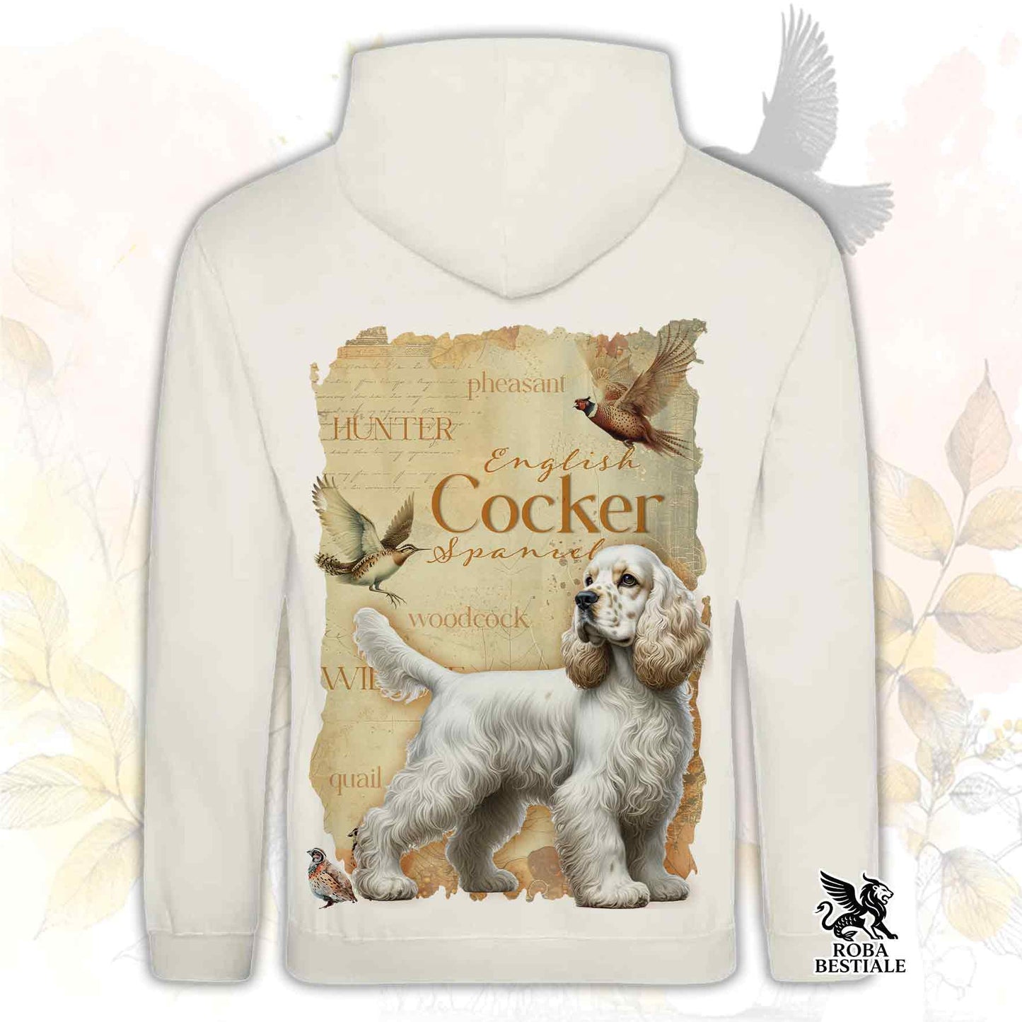 Felpa FIELD LEGACY - COCKER SPANIEL INGLESE Limone Roano - Con Cappuccio e Tasconi, Unisex - dalla XS alla 3XL