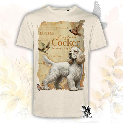 T-Shirt FIELD LEGACY - COCKER SPANIEL INGLESE Limone Roano - Bianca o Beige, da Uomo o da Donna - dalla XS alla 5XL