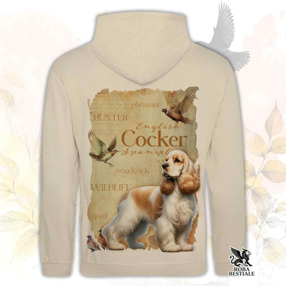 Felpa FIELD LEGACY - COCKER SPANIEL INGLESE Limone e Bianco - Con Cappuccio e Tasconi, Unisex - dalla XS alla 3XL