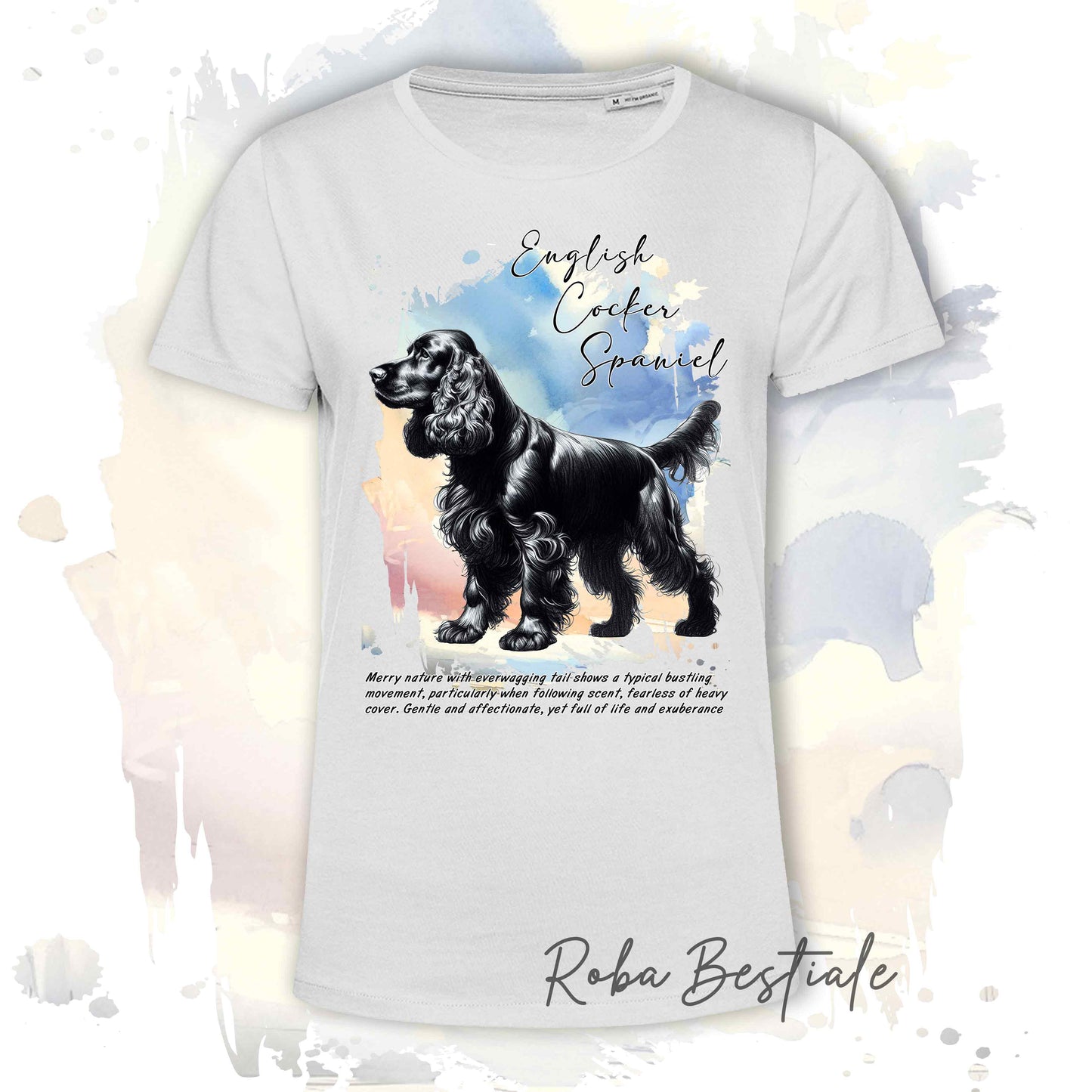 T-Shirt BEHAVIOR - COCKER SPANIEL INGLESE Nero - Standard FCI - 100% Cotone, Bianca, Uomo o Donna - dalla XS alla 5XL