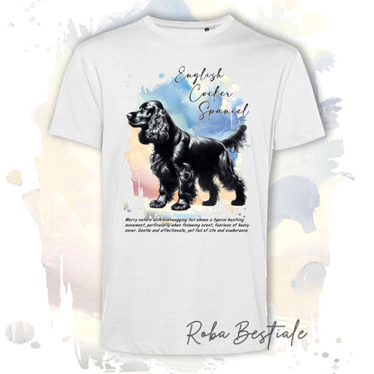 T-Shirt BEHAVIOR - COCKER SPANIEL INGLESE Nero - Standard FCI - 100% Cotone, Bianca, Uomo o Donna - dalla XS alla 5XL