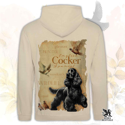 Felpa FIELD LEGACY - COCKER SPANIEL INGLESE Nero - Con Cappuccio e Tasconi, Unisex - dalla XS alla 3XL