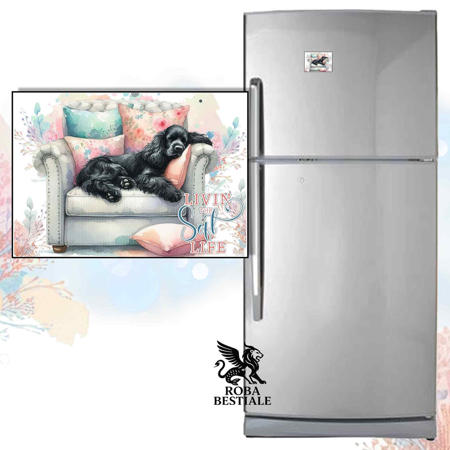 Calamita SOFT LIFE - COCKER SPANIEL INGLESE Nero - in MDF - 7x5 cm