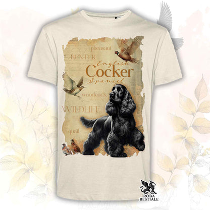 T-Shirt FIELD LEGACY - COCKER SPANIEL INGLESE Nero - Bianca o Beige, da Uomo o da Donna - dalla XS alla 5XL