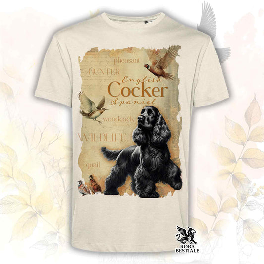 T-Shirt FIELD LEGACY - COCKER SPANIEL INGLESE Nero - Bianca o Beige, da Uomo o da Donna - dalla XS alla 5XL