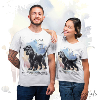 T-Shirt BEHAVIOR - COCKER SPANIEL INGLESE Nero - Standard FCI - 100% Cotone, Bianca, Uomo o Donna - dalla XS alla 5XL