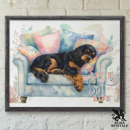 Quadretto SOFT LIFE - COCKER SPANIEL INGLESE Nero Focato - Con cornice in legno, formato A4