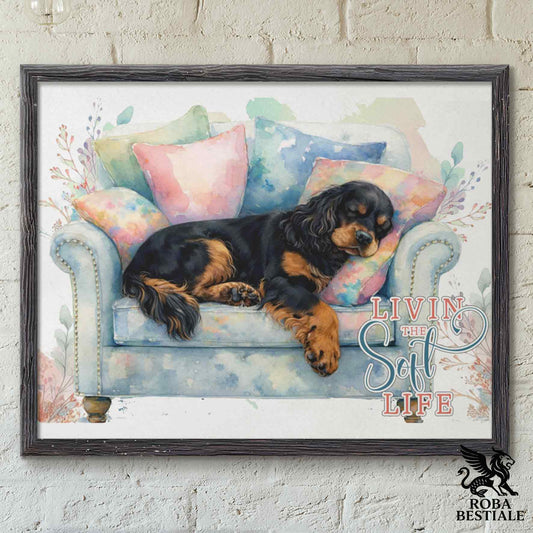 Quadretto SOFT LIFE - COCKER SPANIEL INGLESE Nero Focato - Con cornice in legno, formato A4