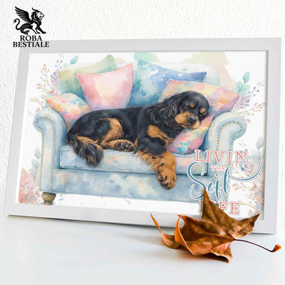 Quadretto SOFT LIFE - COCKER SPANIEL INGLESE Nero Focato - Con cornice in legno, formato A4