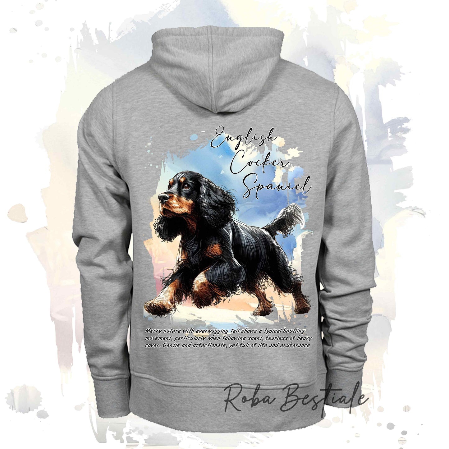 Felpa BEHAVIOR - COCKER SPANIEL INGLESE Nero Focato - Standard FCI - Unisex - Grigia - dalla XS alla 3XL