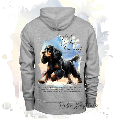 Felpa BEHAVIOR - COCKER SPANIEL INGLESE Nero Focato - Standard FCI - Unisex - Grigia - dalla XS alla 3XL