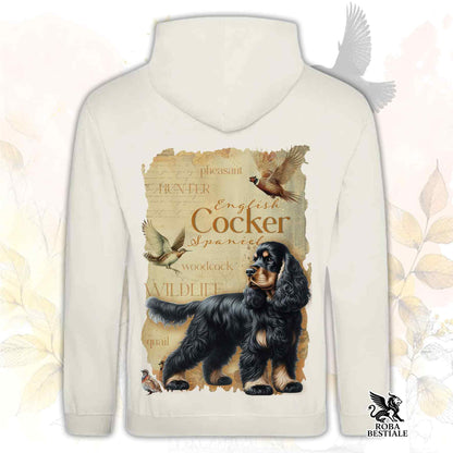 Felpa FIELD LEGACY - COCKER SPANIEL INGLESE Nero Focato - Con Cappuccio e Tasconi, Unisex - dalla XS alla 3XL