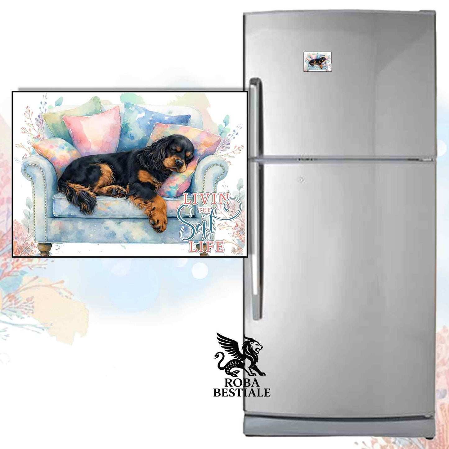 SOFT LIFE Magnet - ENGLISH COCKER SPANIEL Black and Tan - in MDF - 7x5 cm