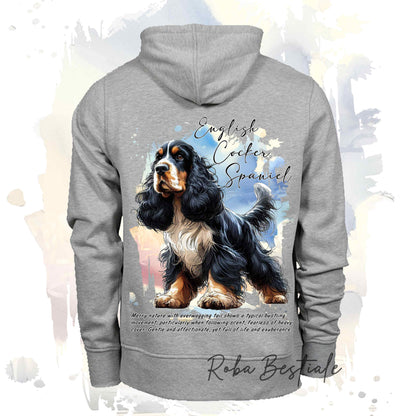 Felpa BEHAVIOR - COCKER SPANIEL INGLESE Black Tricolor - Standard FCI - Unisex - Grigia - dalla XS alla 3XL