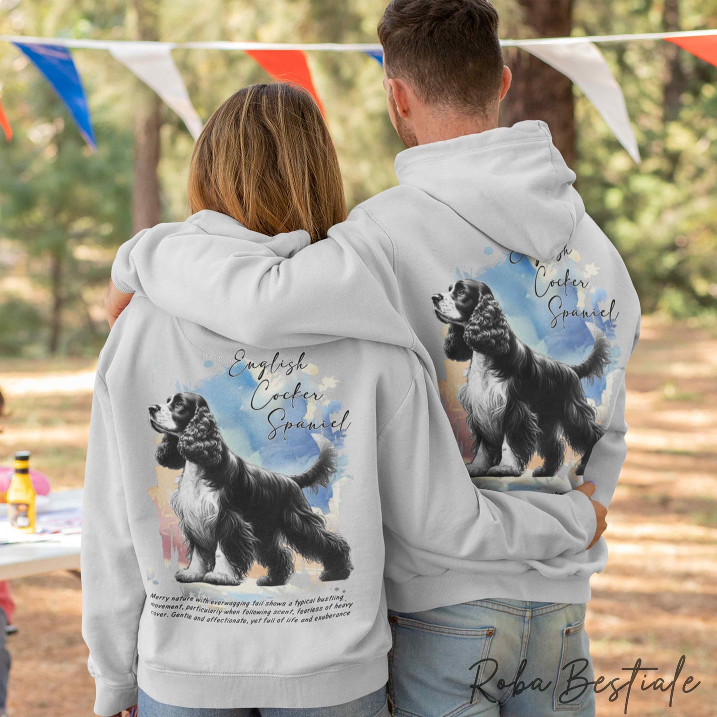 Felpa BEHAVIOR - COCKER SPANIEL INGLESE Nero e Bianco - Standard FCI - Unisex - Grigia - dalla XS alla 3XL