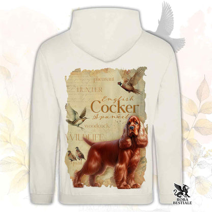 Felpa FIELD LEGACY - COCKER SPANIEL INGLESE Rosso - Con Cappuccio e Tasconi, Unisex - dalla XS alla 3XL