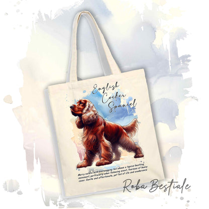 Shopper BEHAVIOR - COCKER SPANIEL INGLESE Rosso - Diversi colori disponibili, 100% Cotone
