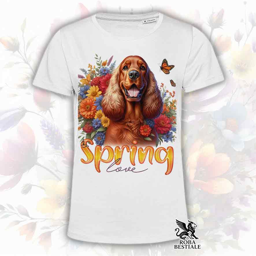 SPRING LOVE T-Shirt - Red English Cocker Spaniel - White or Beige, Men's or Women's - from XS to 5XL