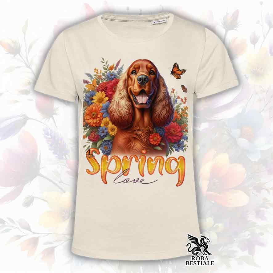 SPRING LOVE T-Shirt - Red English Cocker Spaniel - White or Beige, Men's or Women's - from XS to 5XL