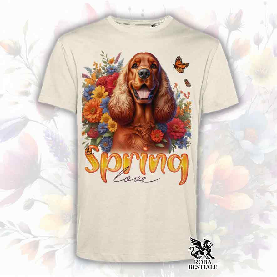 SPRING LOVE T-Shirt - Red English Cocker Spaniel - White or Beige, Men's or Women's - from XS to 5XL
