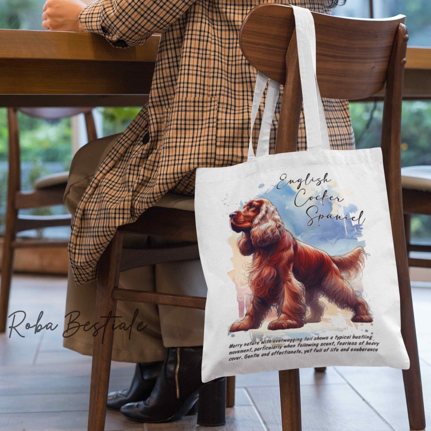 Shopper BEHAVIOR - COCKER SPANIEL INGLESE Rosso - Diversi colori disponibili, 100% Cotone