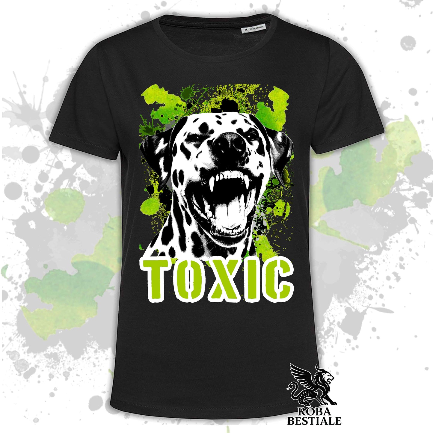 T-Shirt TOXIC - DALMATA - Uomo o Donna - Bianca, Beige o Nera, dalla XS alla 5XL