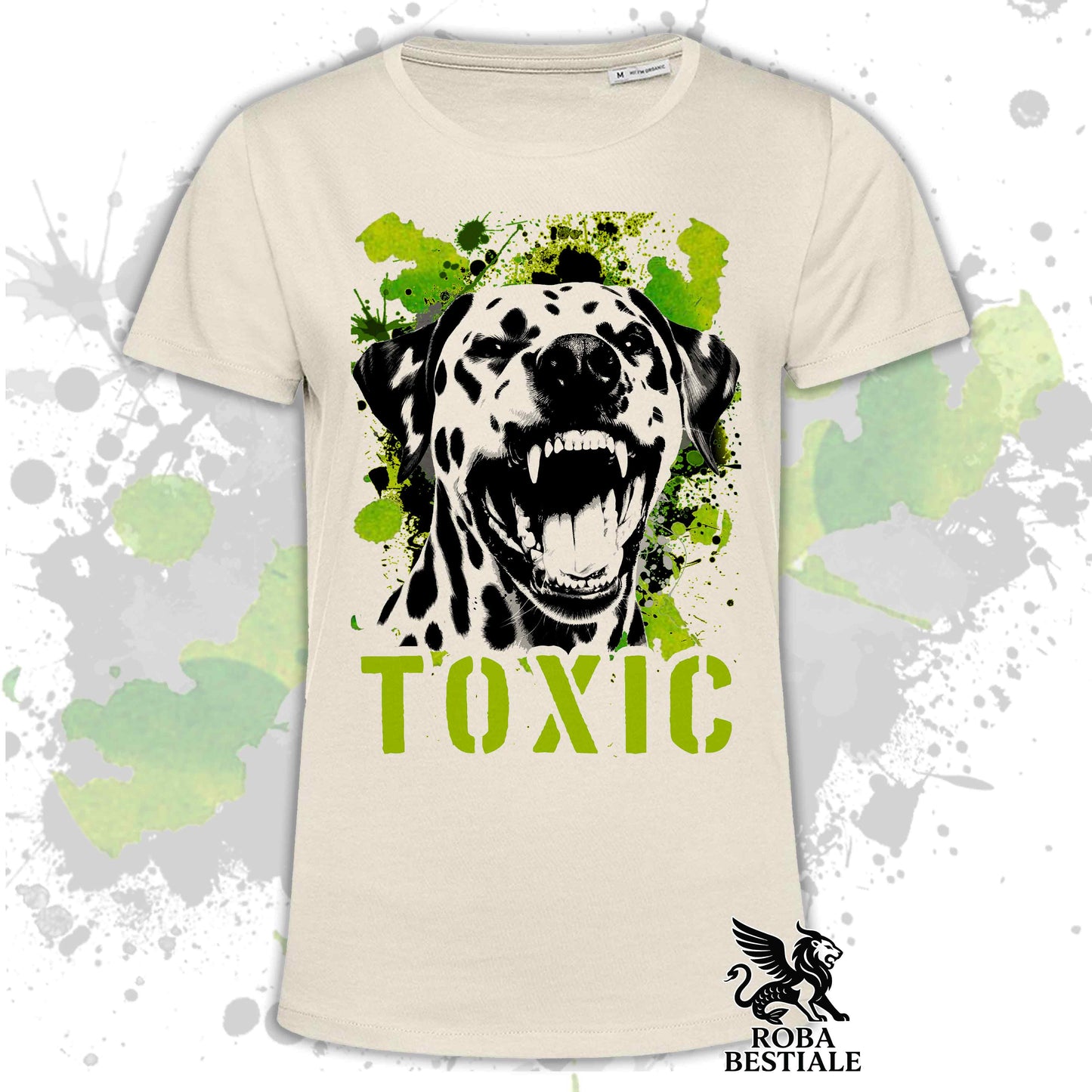 T-Shirt TOXIC - DALMATA - Uomo o Donna - Bianca, Beige o Nera, dalla XS alla 5XL