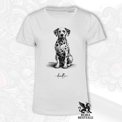 T-Shirt DOODLE - DALMATA - Bianca o Beige, da Uomo o da Donna - dalla XS alla 5XL