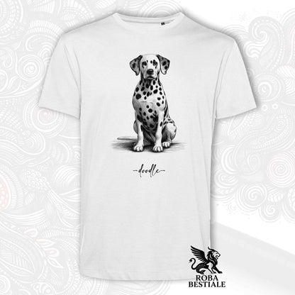 T-Shirt DOODLE - DALMATA - Bianca o Beige, da Uomo o da Donna - dalla XS alla 5XL