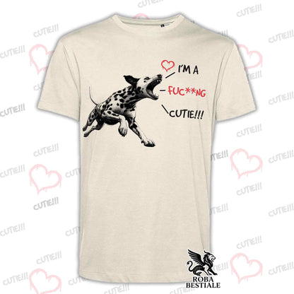 T-Shirt CUTIE - DALMATIAN - White or Beige, for Men or Women - from XS to 5XL