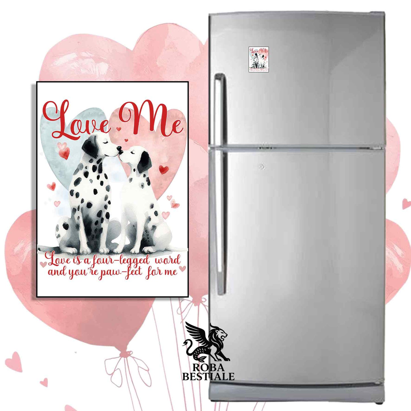 Calamita LOVE ME - DALMATA Bianco e Nero - in MDF - 7x5 cm