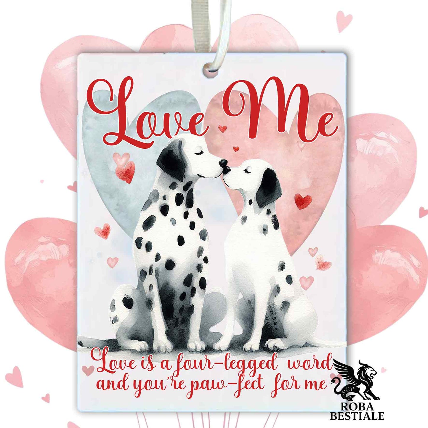 Deodorante Auto LOVE ME - DALMATA Bianco e Nero - In Feltro, con cordino - 7,5 x 10 cm