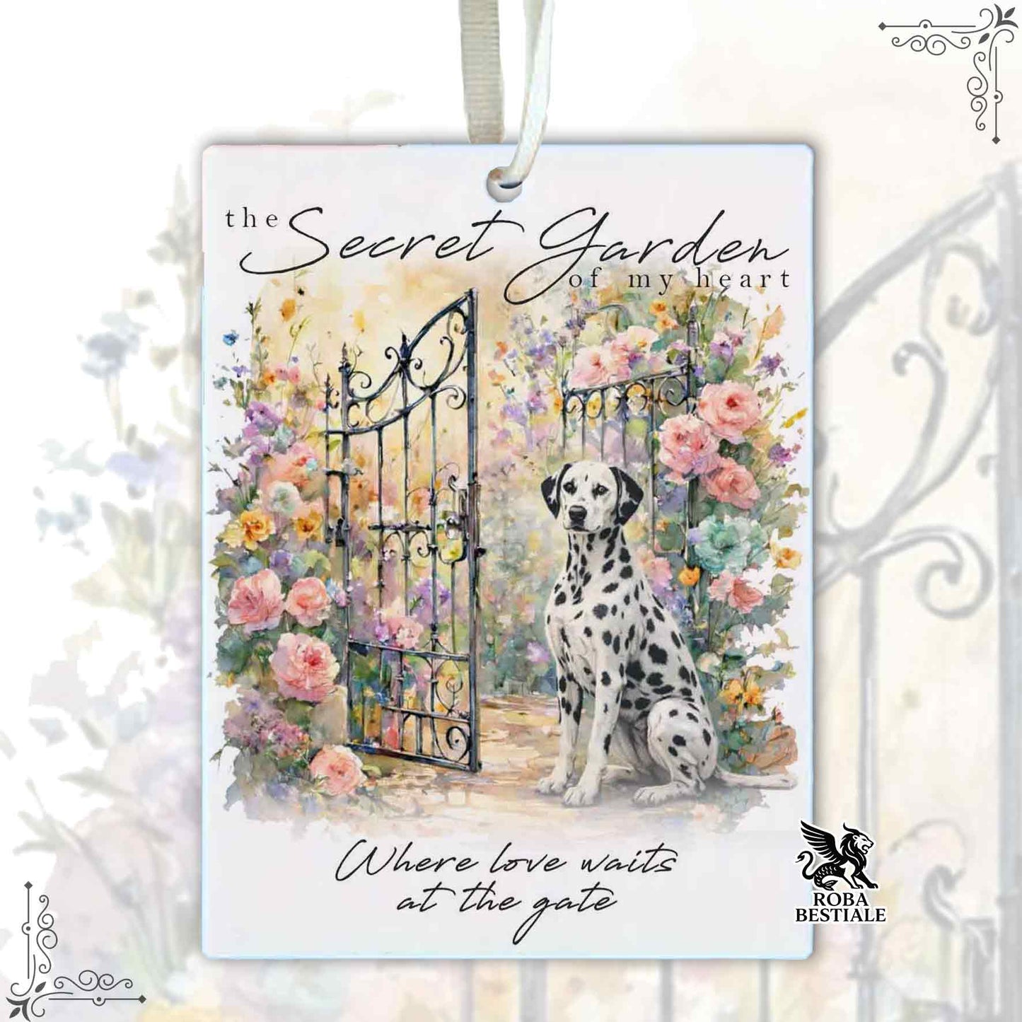 Profumatore SECRET GARDEN - DALMATA Bianco e Nero - In Feltro, con cordino - 7,5 x 10 cm