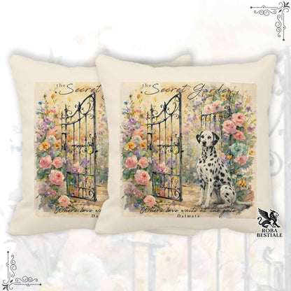 Cuscino SECRET GARDEN - DALMATA Bianco e Nero - 100% Tela di Cotone - 40x40 cm