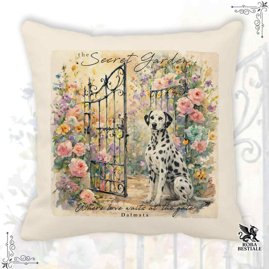 Cuscino SECRET GARDEN - DALMATA Bianco e Nero - 100% Tela di Cotone - 40x40 cm