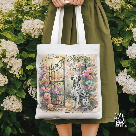 Tote Bag SECRET GARDEN - DALMATA Bianco e Nero - 100% Cotone - Bianca o Beige