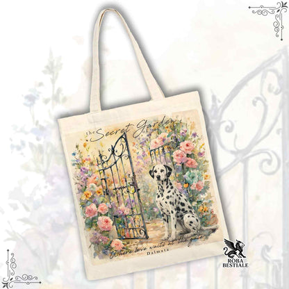 Tote Bag SECRET GARDEN - DALMATA Bianco e Nero - 100% Cotone - Bianca o Beige