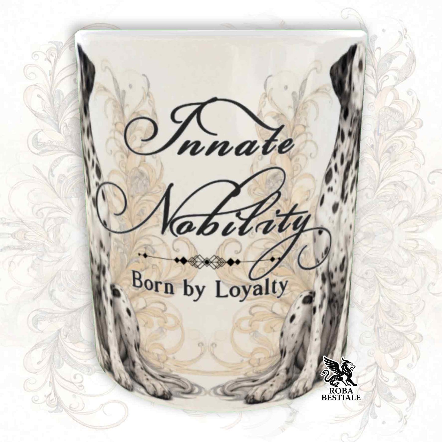 Tazza NOBILITY - DALMATA Bianco e Nero - Manico ORO - 330 ml - in Ceramica